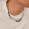 OPK GX2416 Stainless Steel Double Chain Glass Beads Necklace