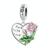SCC2417 Sterling Silver S925 Lotus Flower Love Zirconia Engraved Bracelet Charm Bead