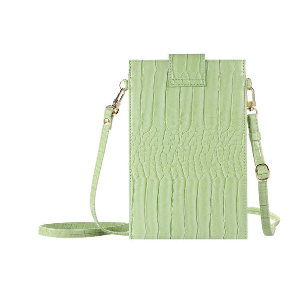 Stone Texture Card Holder Mobile Phone Bag with Long Strap(Green)