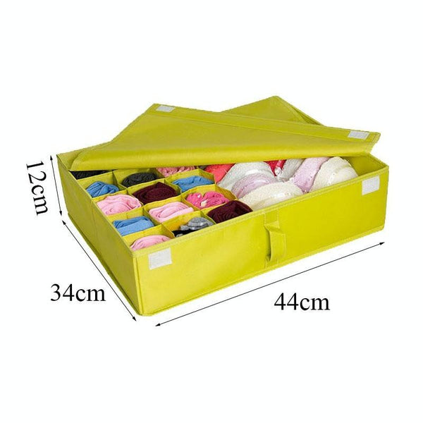 Oxford Cloth Underwear Socks Assortment Storage with Lid Finishing Box(Black)