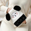 1L Hot Water Bag Dual Hands Plush Cute Hand Warmer, Style: Black and White Puppy