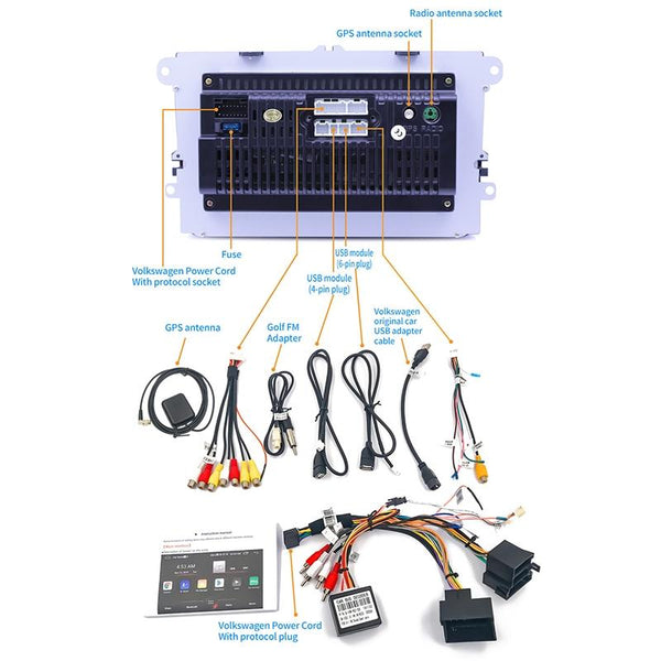 9093 Car HD 9 inch Radio Receiver MP5 Player for Volkswagen, Support FM & Bluetooth & TF Card & GPS & WiFi 1GB+16GB