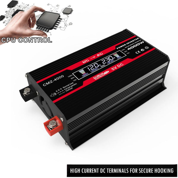 Zhizun Modified Sinewave 12V to 220V 4000W Car Power Inverter(Black)