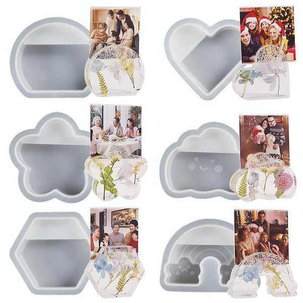 2pcs Business Card Holder Photo Clip Mold DIY Crystal Glue Resin Mold, Style: Clouds 005