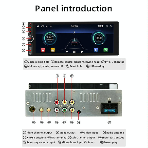 Car Universal Radio Wireless Bluetooth Hands-Free Android Navigation, Memory: 2+64G