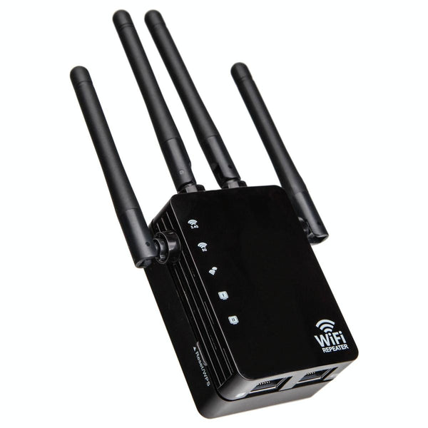 5G/2.4G 1200Mbps WiFi Range Extender WiFi Repeater With 2 Ethernet Ports EU Plug Black