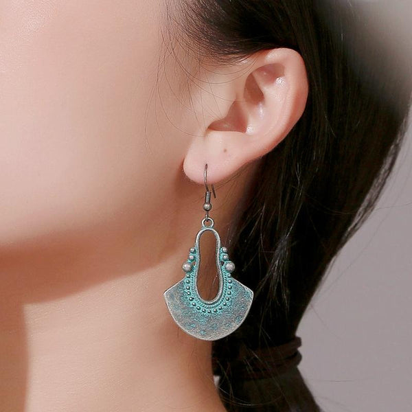 E1911-8 Turquoise Ethnic Style Earrings Temperament Simple Vintage Earrings