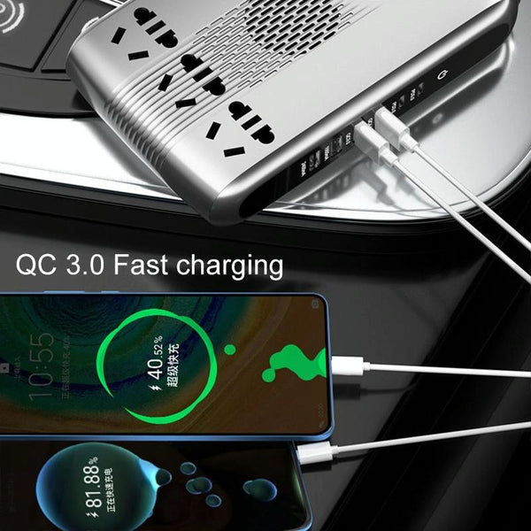 Ozio K30-G 12V 300W Smart Car Pure Sine Wave LED Digital Display Power Inverter Converter, Sedan Version(Black)