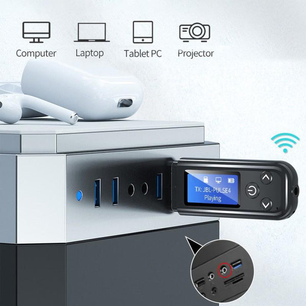 K15Pro With LCD Screen Bluetooth Adapter Audio Receiver Transmitter 3.5mm AUX Car Hands-Free