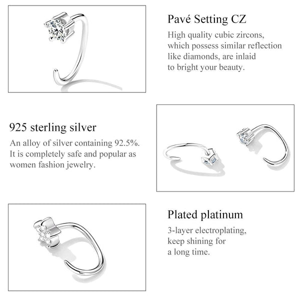 S925 Sterling Silver Sparkling Ear Hook Women Earrings