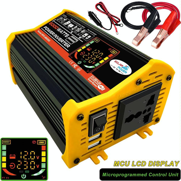 Legend III Generation DC12V to AC110V 6000W Modified Square Wave Car Power Inverter with LED Display(Black)