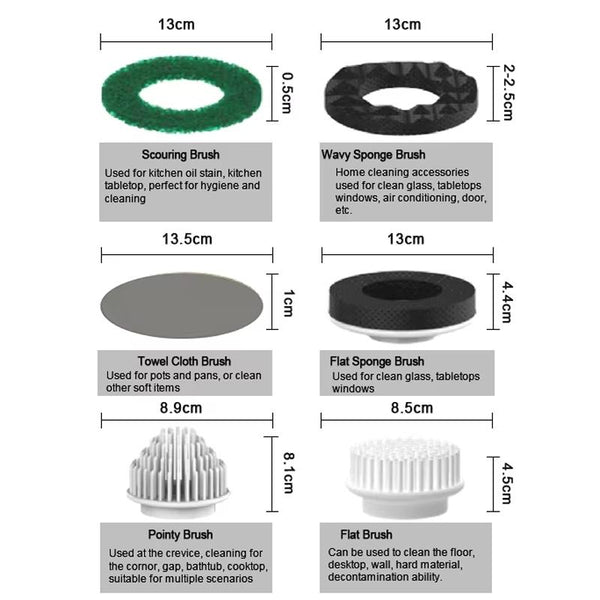 7 In 1 Automatic Water Spray Electric Spin Scrubber 53 Inch Cordless Rechargeable Cleaning Brush