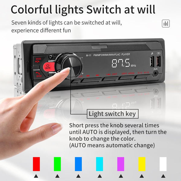 A3032 Car Bluetooth MP3 Player ISO Interface EQ Sound Effect Fast Charge Colorful Button Radio(Black)