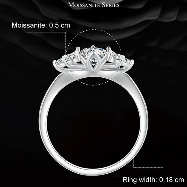 MSR016 Sterling Silver S925 Sparkling White Gold Plated Moissanite Heart Ring(No.9)