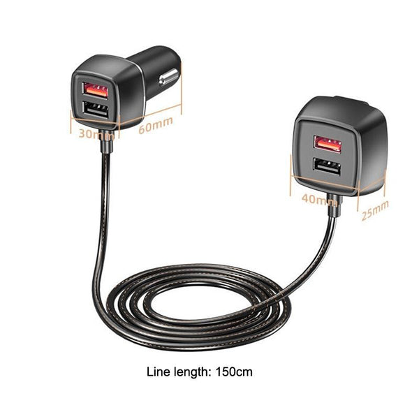 One For Four Car Charger QC3.0 Fast Charge 4USB Car Front And Rear Seat Car Charger, Style: Standard Edition