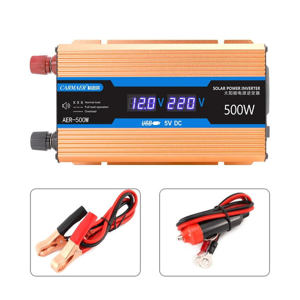 Carmaer Modified Sine Wave 24V to 220V 500W Car Multi-function Double Digital Display Inverter Household Power Converter