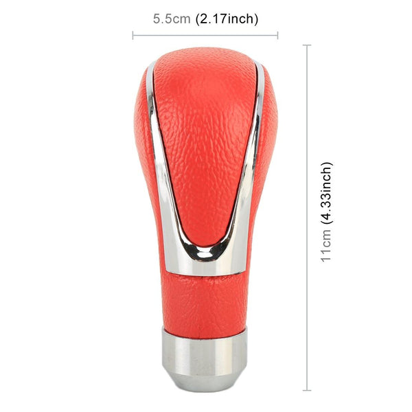Universal Car PU Leather and Metal Gear Shift Knob Modified Auto Car Transmission Shift Lever Knob(Red)