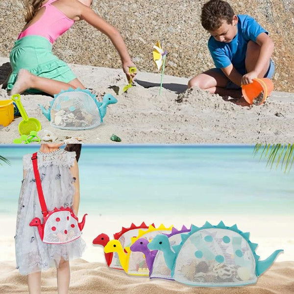 Dinosaur Children Beach Playing Sand Shell Storage Bag(Red)