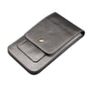 Lambskin Texture Men Phone Universal Double Lattice Waist Bag Leather Case, Size:L(Grey)
