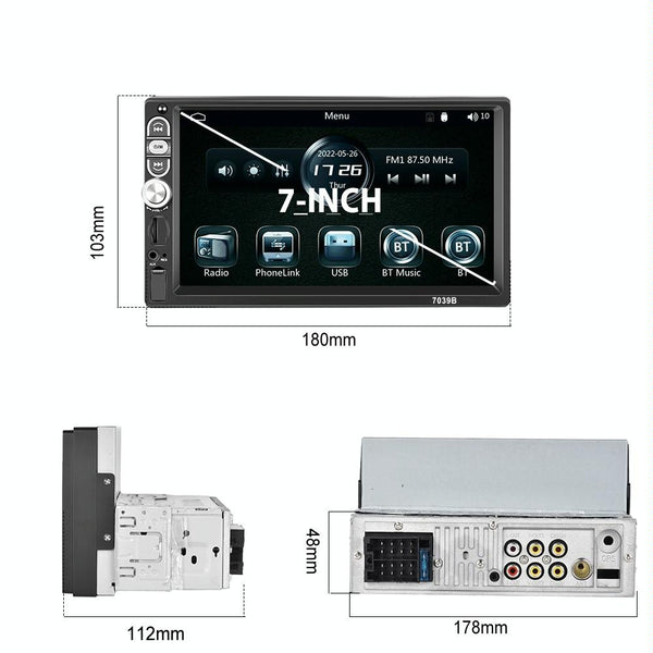 A3061 7 Inches MP5 Bluetooth Player Universal Wired CarPlay Reversing Image Integrated, Style: Standard+4 Lights Camera