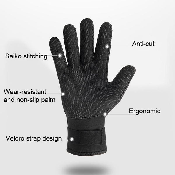 DIVESTAR Diving Gloves Cut & Stab Resistant Sports Gloves, Model: 5mm, Size: M