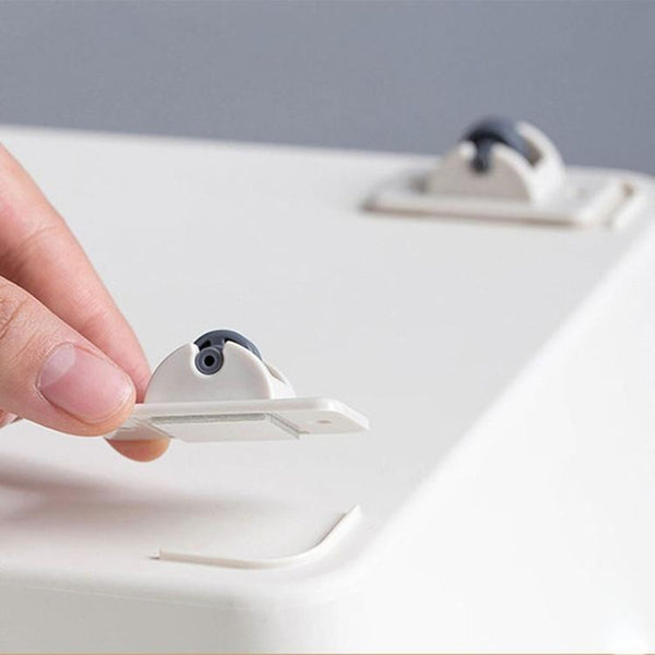 4 PCS Storage Box Pulley Storage Box Roller Trash Pulley  Adhesive Wheels(White)