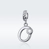 S925 Sterling Silver 26 English Letter Pendant DIY Bracelet Necklace Accessories, Style:O