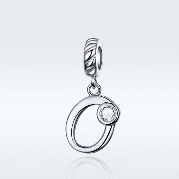 S925 Sterling Silver 26 English Letter Pendant DIY Bracelet Necklace Accessories, Style:O