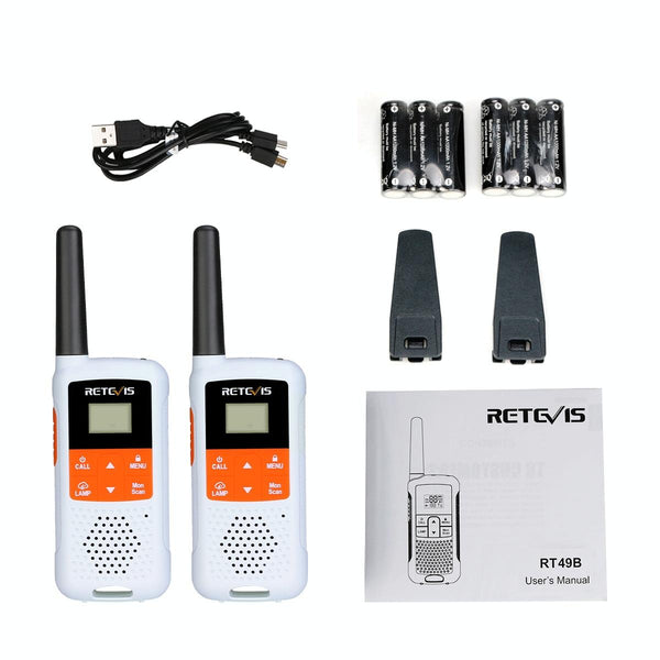 1 Pair RETEVIS RT49B 0.5W US Frequency 462.5500-467.7125MHz 22CHS FRS Two Way Radio Handheld Walkie Talkie, US Plug(White)