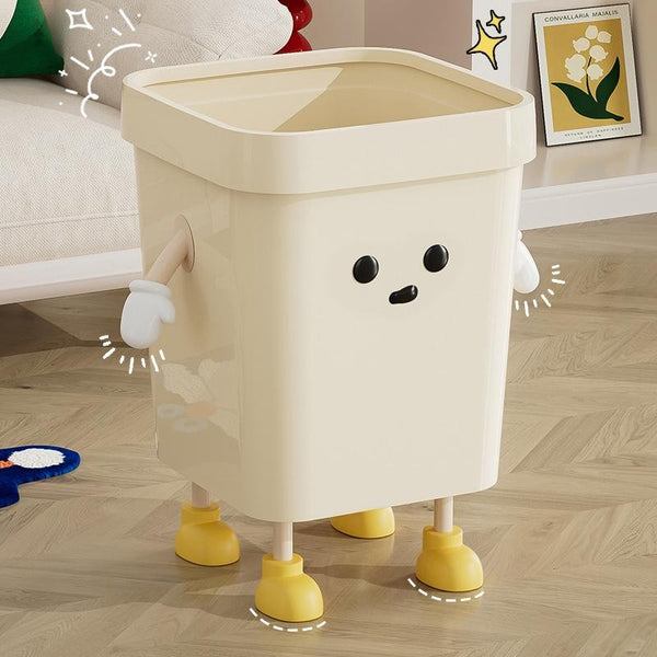 Cute Square Trash Can Household Living Room Bathroom Garbage Bin, Style: 7L Standing White