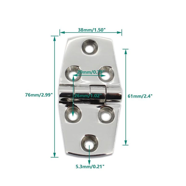 316 Stainless Steel Six-Hole Hinge, Specification: 38x76x4mm