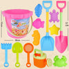 13pcs/Set Children Beach Toys Set Large Sand Shovel Bucket Sand Digging Tools Hourglass, Color: Pink Lace Barrel