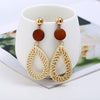 E2002-8 Black Water Drop Bamboo Vine Handmade Woven Earrings Bosomia Style Earrings