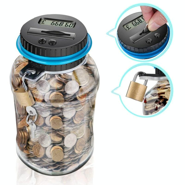 Digital Display Counting Piggy Bank With Lock, Currency: GBP