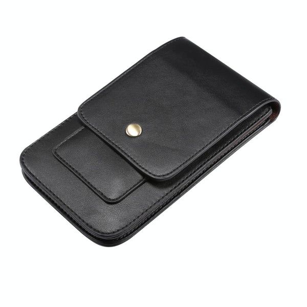 Lambskin Texture Men Phone Universal Double Lattice Waist Bag Leather Case, Size:L(Black)