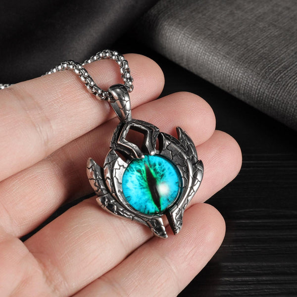 1926 Retro Demon Eyes Men Titanium Steel Necklace, Style: Pendant+4x70cm Matching Chain
