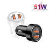 51W Dual Port QC3.0 USB 33W + 18W Fully Compatible Car Charger(Black)