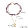 Boho Colorful Broken Natural Stone Necklace, Model: N2107-5 Purple Stone Double Layer