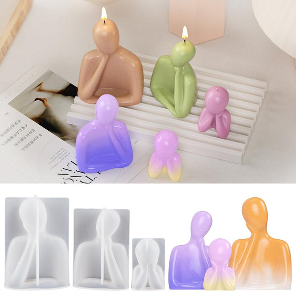 Silicone 3D Family Thinker Resin Mold for Candle Soap Epoxy Resin Art Craft Making, Spec: Child