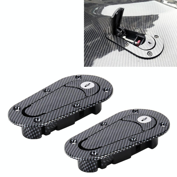 A Pair Car Carbon Fiber Cover Lock Modified Hood Lock General Racing Car Cover Lock(Carbon Black)