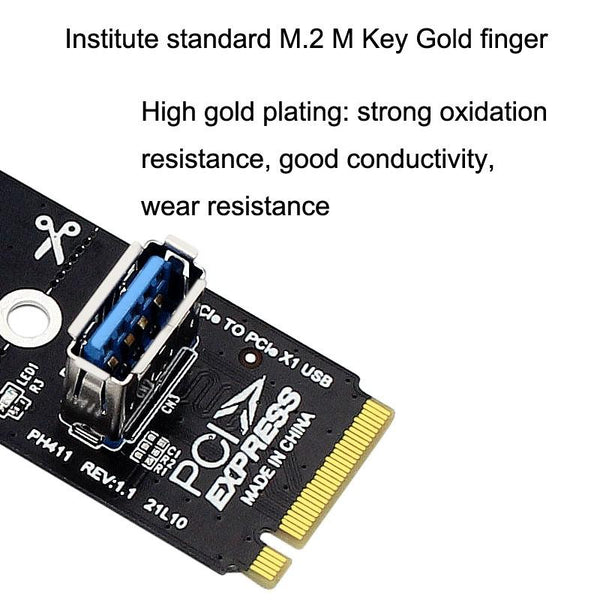 5pcs NGFF M.2 Rotor PCI-E Channel USB3.0 Transfer Card Graphics Extension Transfer(Black)