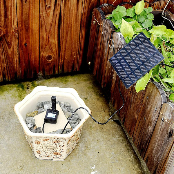 Garden Rockery Decoration Solar Fountain DC Water Pump Suspension Sprinkler(Black)