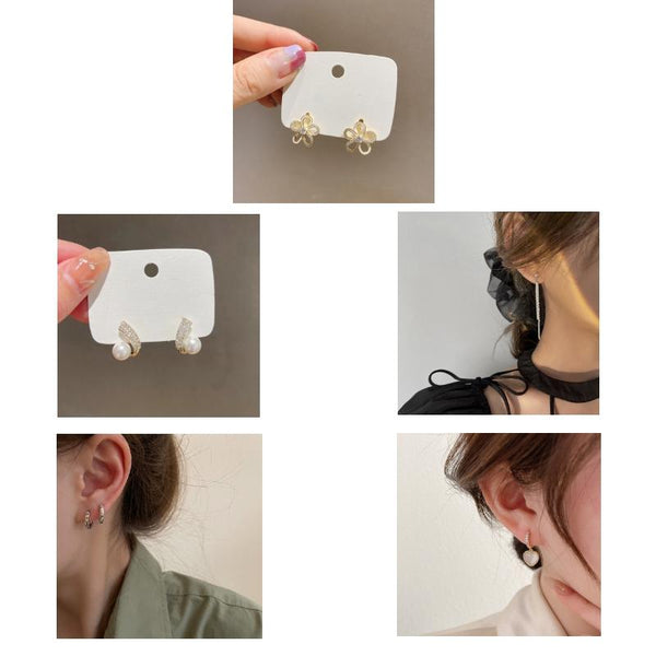 Shell Double Layer Earrings with Diamond Earrings, Color: EH1369