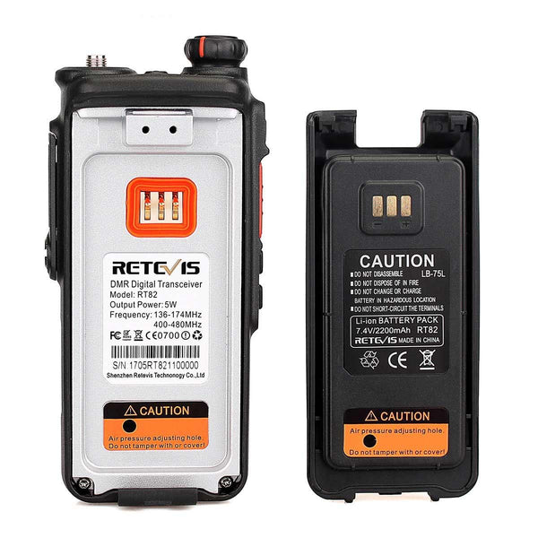 RETEVIS RT82 136-174&400-480MHz 3000CHS Dual Band DMR Digital Waterproof Two Way Radio Handheld Walkie Talkie, EU Plug(Black)