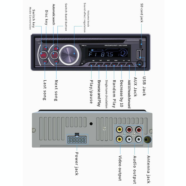 8169A 12V Car Radio Receiver MP3 Player, Support Bluetooth Hand-free Calling / FM / USB / AUX / TF Card