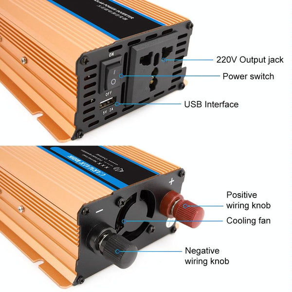 Carmaer Modified Sine Wave 24V to 220V 1600W Car Multi-function Double Digital Display Inverter Household Power Converter