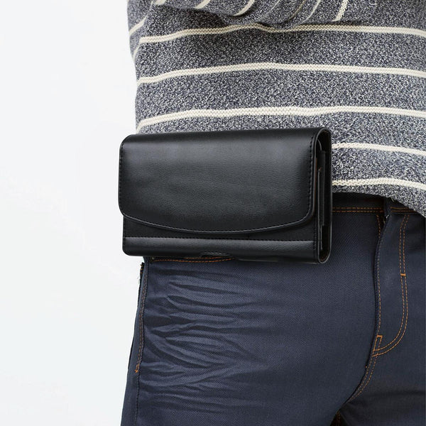 7.0-7.5 inch Multifunctional Waist Bag Mobile Phone Leather Case(Black)