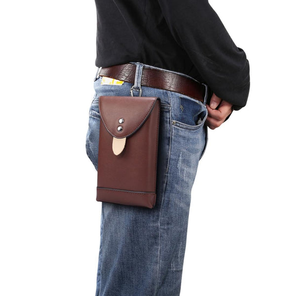 For 5.4 Inch or Below Smartphones Mobile Phone Universal Fanny Pack Leisure Sports Phone Case(Brown)