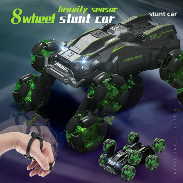 DM-558 Eight Wheel Stunt Drift Spray Remote Control Car, Specification:Dual Control(Blue)