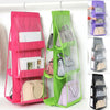 B05005 Double Sided 6 Pocket Hanging Bag Non-woven Fabric Hanging Handbag Organizer(Green)